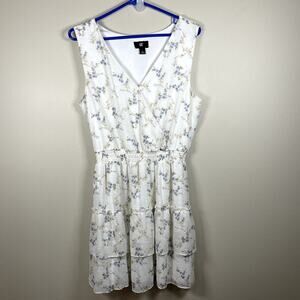 IZ BYER Juniors LG Y2K Ruffled Floral Sleeveless Cottage Fairy V-Neck Dress Midi